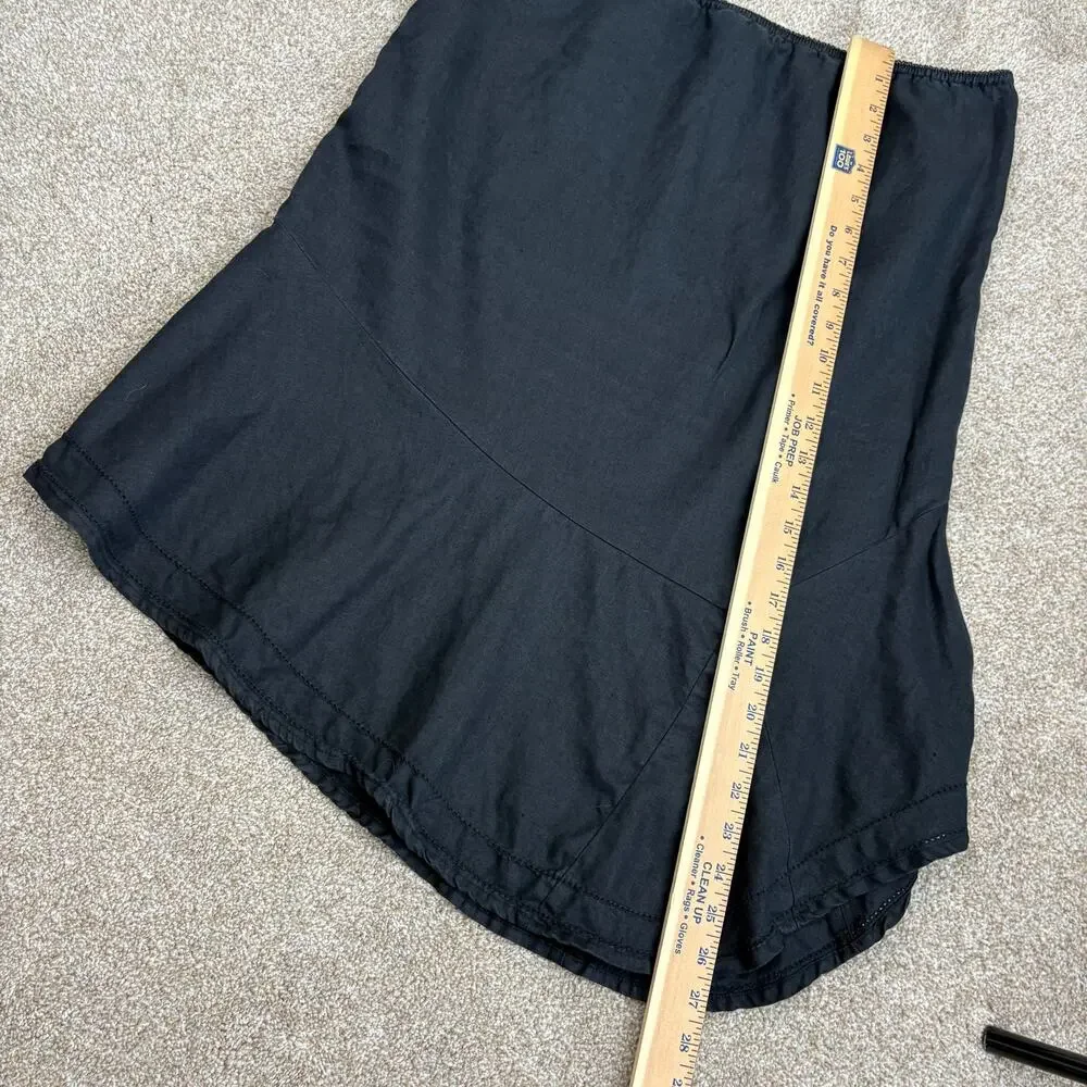 Vtg Y2K Old Navy Linen Asymmetrical Ruffle Hem Midi Skirt Womens Sz 12 Lagenlook